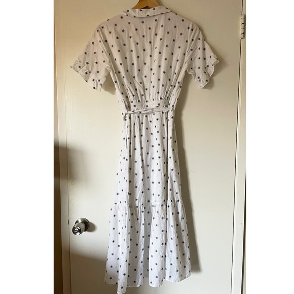 White Alex Mill Belted Field Daisy Midi Shirt Dress XS Cotton - Picture 3 of 5